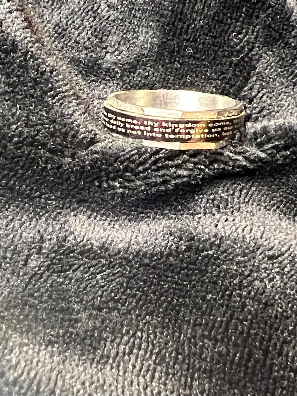 Gold Tone Prayer Inscription Band Ring for Men